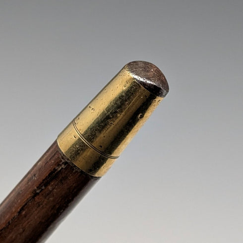 1921年 英国アンティーク 茶軸 曲がりハンドル 純銀装飾 ステッキ 杖 92cm J Howell&Co